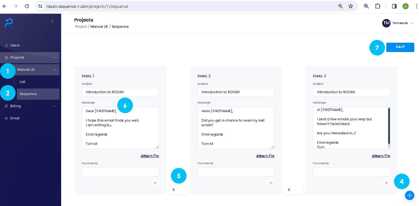 Create a manual email sequence - Email Sequencer